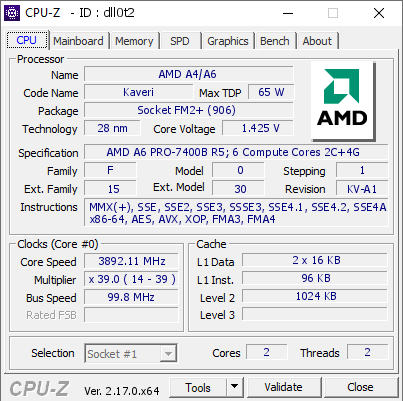 screenshot of CPU-Z validation for Dump [dll0t2] - Submitted by  DESKTOP-IPOANS9  - 2026-02-06 16:07:23