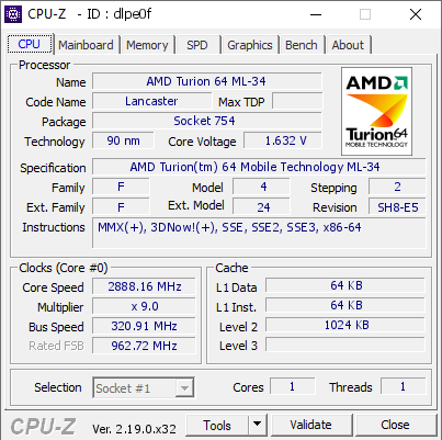 screenshot of CPU-Z validation for Dump [dlpe0f] - Submitted by    - 2026-05-26 13:00:46