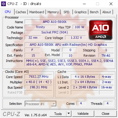 screenshot of CPU-Z validation for Dump [dnyaks] - Submitted by  PCNICKMACKAAY  - 2016-02-11 09:37:16