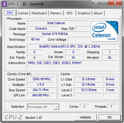 screenshot of CPU-Z validation for Dump [dqmmdb] - Submitted by  XQIANG  - 2013-11-05 07:11:20