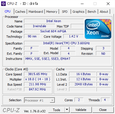screenshot of CPU-Z validation for Dump [drirfa] - Submitted by  Mr. Horse  - 2016-10-03 00:04:52