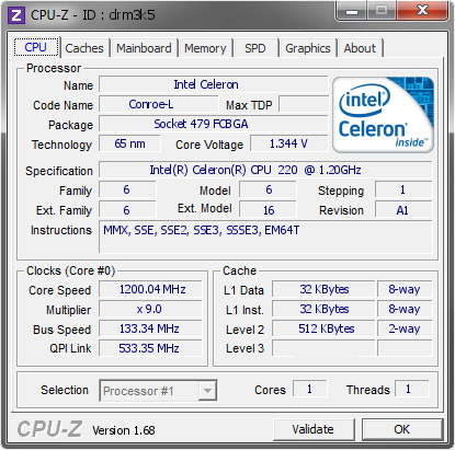 screenshot of CPU-Z validation for Dump [drm3k5] - Submitted by  INTEL  - 2014-03-02 19:03:06