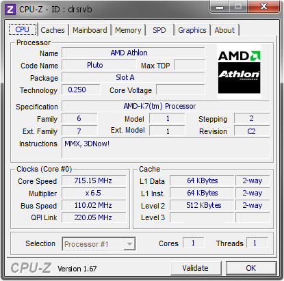 screenshot of CPU-Z validation for Dump [drsrvb] - Submitted by  gigioracing  - 2014-01-16 00:01:34