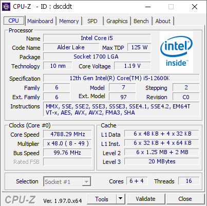 screenshot of CPU-Z validation for Dump [dscddt] - Submitted by  KE-DESKTOP  - 2021-11-08 09:09:10