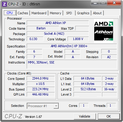 screenshot of CPU-Z validation for Dump [dt6rsn] - Submitted by  GIGABYTE-E55374  - 2013-12-19 13:12:22