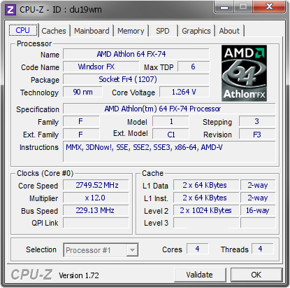 screenshot of CPU-Z validation for Dump [du19wm] - Submitted by  ASUSL1N64SLI-WS  - 2015-07-15 03:07:57