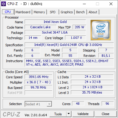 screenshot of CPU-Z validation for Dump [du8dvq] - Submitted by  DESKTOP-3OUFKT9  - 2022-06-10 03:36:20
