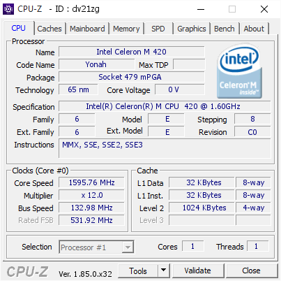 screenshot of CPU-Z validation for Dump [dv21zg] - Submitted by  USER-PC  - 2018-06-13 05:14:21