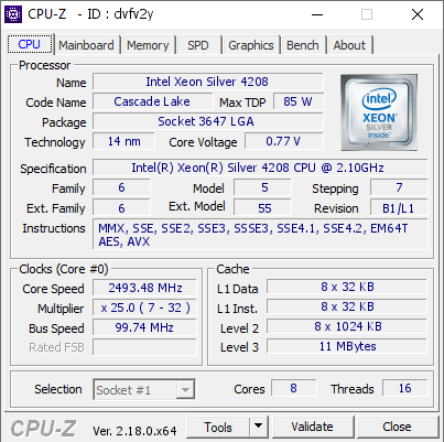 screenshot of CPU-Z validation for Dump [dvfv2y] - Submitted by  HOSTEDT  - 2026-03-16 17:29:21