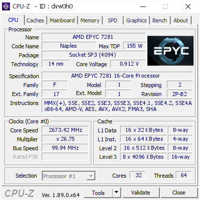 screenshot of CPU-Z validation for Dump [dvw0h0] - Submitted by  DESKTOP-TCC5KIU  - 2019-06-12 19:57:32