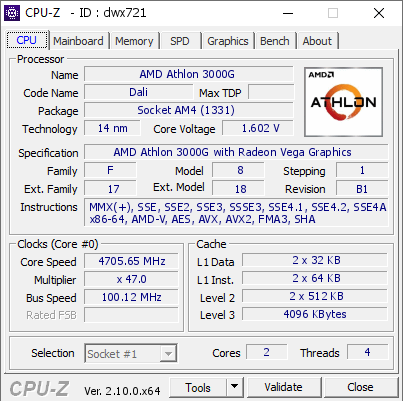 screenshot of CPU-Z validation for Dump [dwx721] - Submitted by  tomekmak  - 2024-07-24 01:30:26