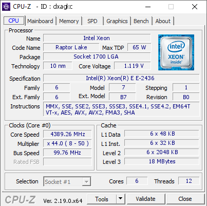 screenshot of CPU-Z validation for Dump [dxagkc] - Submitted by  GTm  - 2026-04-24 18:00:10