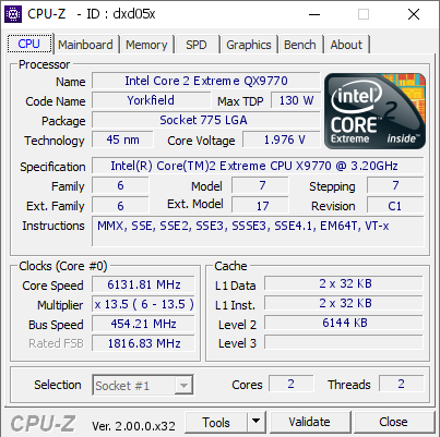 screenshot of CPU-Z validation for Dump [dxd05x] - Submitted by  Luumi  - 2023-10-27 02:36:17