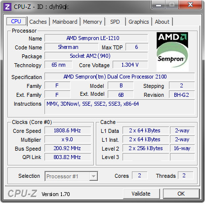 screenshot of CPU-Z validation for Dump [dyh9qk] - Submitted by  SSCOEFHCFSGXYHA  - 2014-08-25 07:08:43