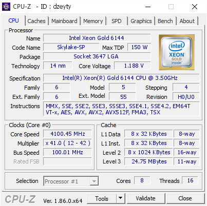 screenshot of CPU-Z validation for Dump [dzeyty] - Submitted by  DESKTOP-U163JIB  - 2018-10-29 03:14:19