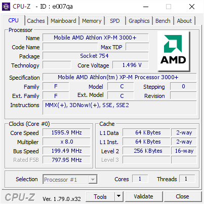 screenshot of CPU-Z validation for Dump [e007qa] - Submitted by  ADMIN-ПК  - 2017-06-03 19:20:22