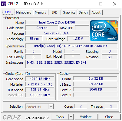 screenshot of CPU-Z validation for Dump [e0d8dz] - Submitted by  CSZ  - 2022-09-14 08:47:38
