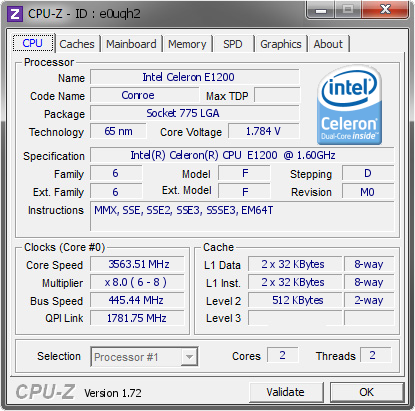 screenshot of CPU-Z validation for Dump [e0uqh2] - Submitted by  WhiteWulfe  - 2015-07-11 10:07:02