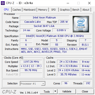 screenshot of CPU-Z validation for Dump [e3x4ia] - Submitted by  EVADRIAN01  - 2021-07-15 14:06:36