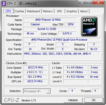 screenshot of CPU-Z validation for Dump [e4wy1q] - Submitted by  Tarek  - 2014-12-13 22:12:51