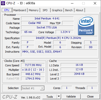 screenshot of CPU-Z validation for Dump [e6l08a] - Submitted by  pabloscrosati  - 2024-03-24 03:05:16