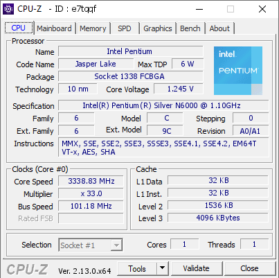 screenshot of CPU-Z validation for Dump [e7tqqf] - Submitted by  Anonymous  - 2025-03-07 12:45:53