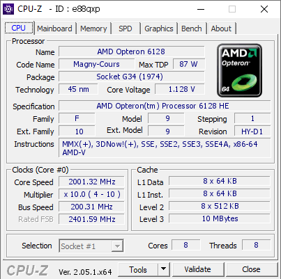 screenshot of CPU-Z validation for Dump [e88qxp] - Submitted by  xhoba  - 2023-05-18 16:54:01