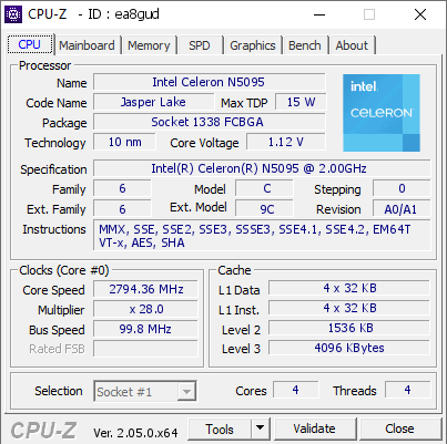 screenshot of CPU-Z validation for Dump [ea8gud] - Submitted by  Anonymous  - 2023-04-23 07:09:21