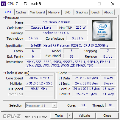 screenshot of CPU-Z validation for Dump [eadc5r] - Submitted by  OUREDA-STAC  - 2020-03-13 09:23:02