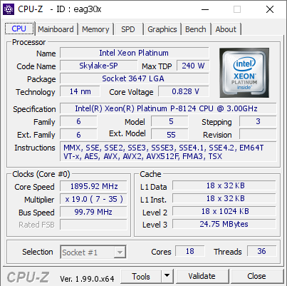 screenshot of CPU-Z validation for Dump [eag30x] - Submitted by  WIN-DH9G2SID5HP  - 2022-01-14 07:56:28