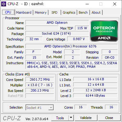 screenshot of CPU-Z validation for Dump [eawhvk] - Submitted by  Anonymous  - 2023-10-01 02:07:32