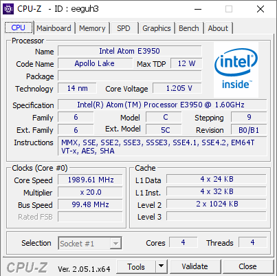 screenshot of CPU-Z validation for Dump [eeguh3] - Submitted by    - 2023-08-18 10:05:14