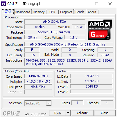 screenshot of CPU-Z validation for Dump [egxzpi] - Submitted by  Anonymous  - 2022-10-23 02:09:57