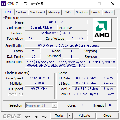 screenshot of CPU-Z validation for Dump [ehn945] - Submitted by  DESKTOP-DJ5SJCO  - 2017-03-09 23:19:40