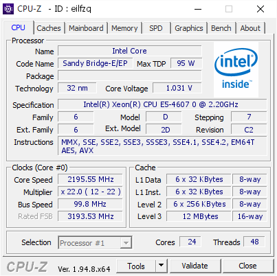 screenshot of CPU-Z validation for Dump [eilfzq] - Submitted by  S4C  - 2020-12-13 19:32:52