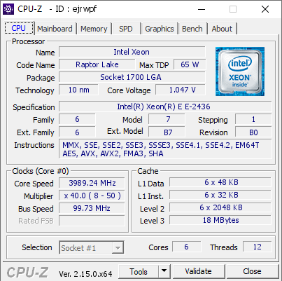 screenshot of CPU-Z validation for Dump [ejrwpf] - Submitted by  CALLISTO  - 2025-06-11 22:05:43