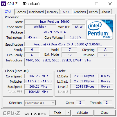 screenshot of CPU-Z validation for Dump [ekuefc] - Submitted by  DESKTOP-K44CVB6  - 2016-01-23 00:11:34