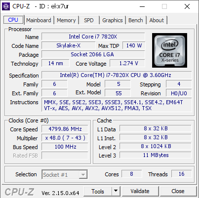 screenshot of CPU-Z validation for Dump [ekx7ur] - Submitted by  Anonymous  - 2025-05-14 11:28:46