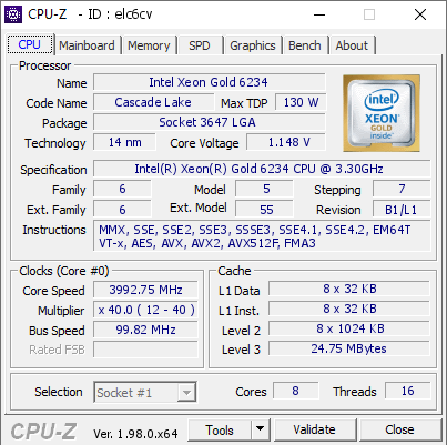 screenshot of CPU-Z validation for Dump [elc6cv] - Submitted by  Anonymous  - 2021-11-09 03:51:24