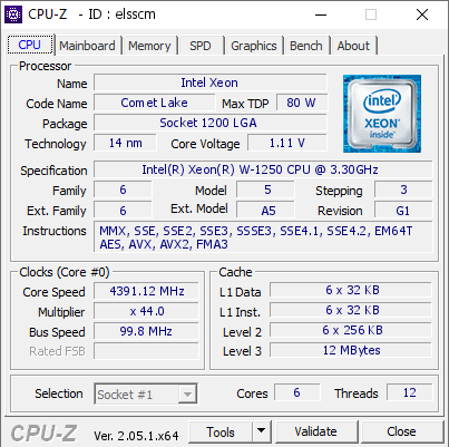 screenshot of CPU-Z validation for Dump [elsscm] - Submitted by  Anonymous  - 2023-04-05 04:33:34
