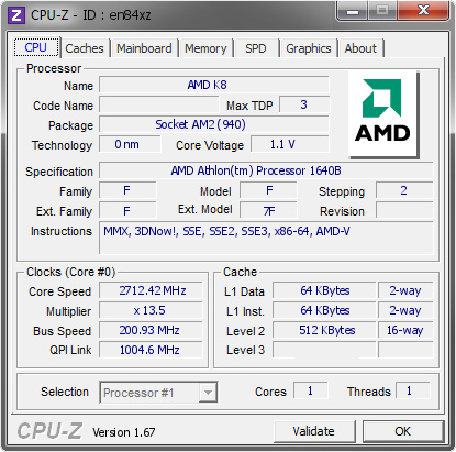 screenshot of CPU-Z validation for Dump [en84xz] - Submitted by  HP_MIC_CSA  - 2013-11-15 12:11:48