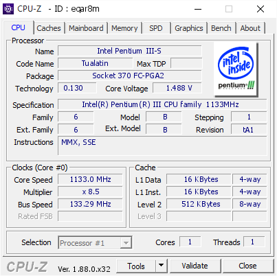 screenshot of CPU-Z validation for Dump [eqar8m] - Submitted by  DaniëlOosterhuis  - 2019-04-12 19:51:19