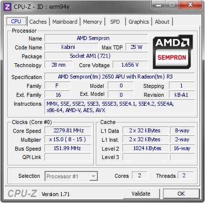 screenshot of CPU-Z validation for Dump [erm94v] - Submitted by  delly  - 2014-12-10 15:12:02