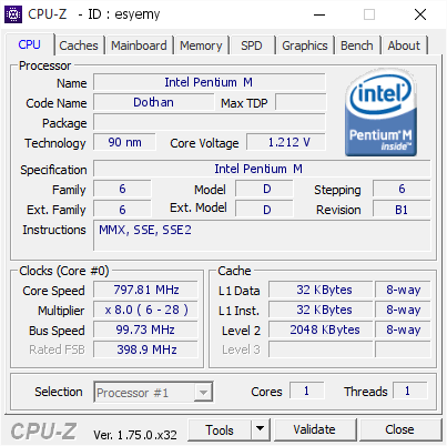screenshot of CPU-Z validation for Dump [esyemy] - Submitted by  XP-201603111045  - 2016-03-11 07:32:42