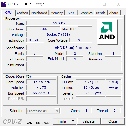 screenshot of CPU-Z validation for Dump [etqqg7] - Submitted by  DEV.CPUZ  - 2019-04-23 22:12:37