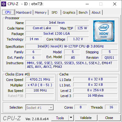 screenshot of CPU-Z validation for Dump [etw72k] - Submitted by  TDGVN2026  - 2026-03-10 04:55:49