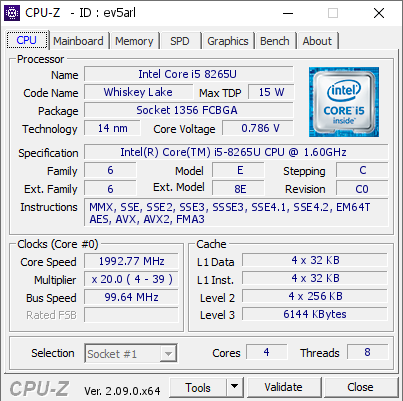 screenshot of CPU-Z validation for Dump [ev5arl] - Submitted by  DESKTOP-22J6RVR  - 2024-04-26 18:44:28
