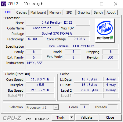 screenshot of CPU-Z validation for Dump [exegeh] - Submitted by  Omega-man  - 2019-02-21 00:34:27