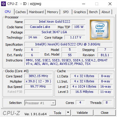 screenshot of CPU-Z validation for Dump [ezjpwg] - Submitted by  Anonymous  - 2020-01-17 02:40:27