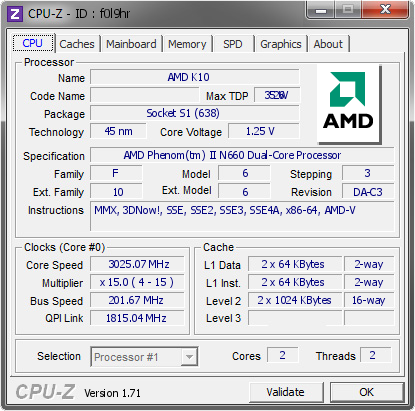 screenshot of CPU-Z validation for Dump [f0l9hr] - Submitted by  YANGPING-PC  - 2014-10-28 13:10:24